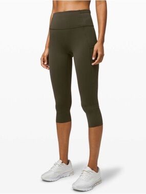 Lululemon Fast and Free Crop II 19" *Non-Reflective [Dark Olive]